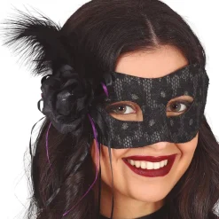 Antifaz Negro con Pluma