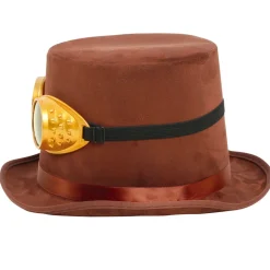 Chistera de Steampunk Marrón con Gafas