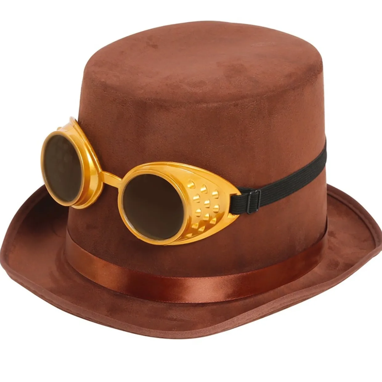 Chistera de Steampunk Marrón con Gafas