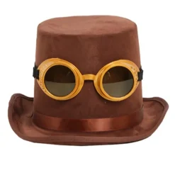 Chistera de Steampunk Marrón con Gafas