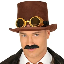 Chistera de Steampunk Marrón con Gafas