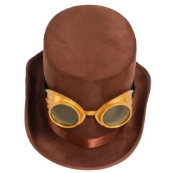 Chistera de Steampunk Marrón con Gafas