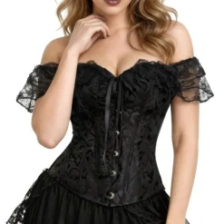 Corset Negro Encaje con Mangas