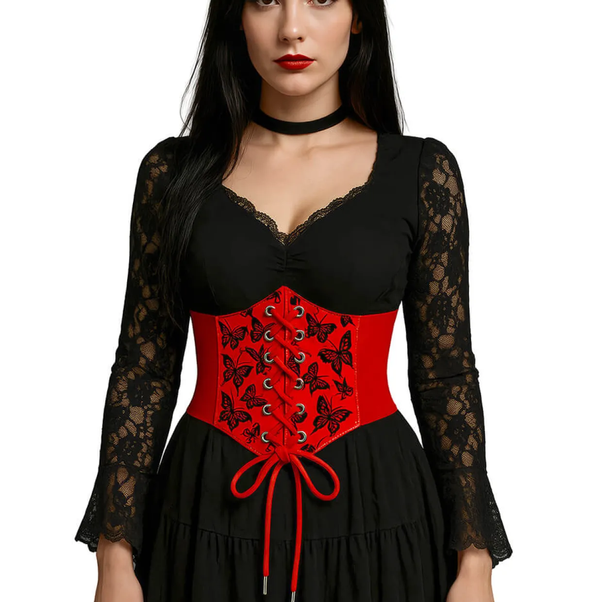 Corset Rojo Mariposas