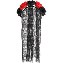 Diadema de Catrina Rosas con Velo