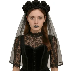 Diadema de Catrina Viuda con Velo