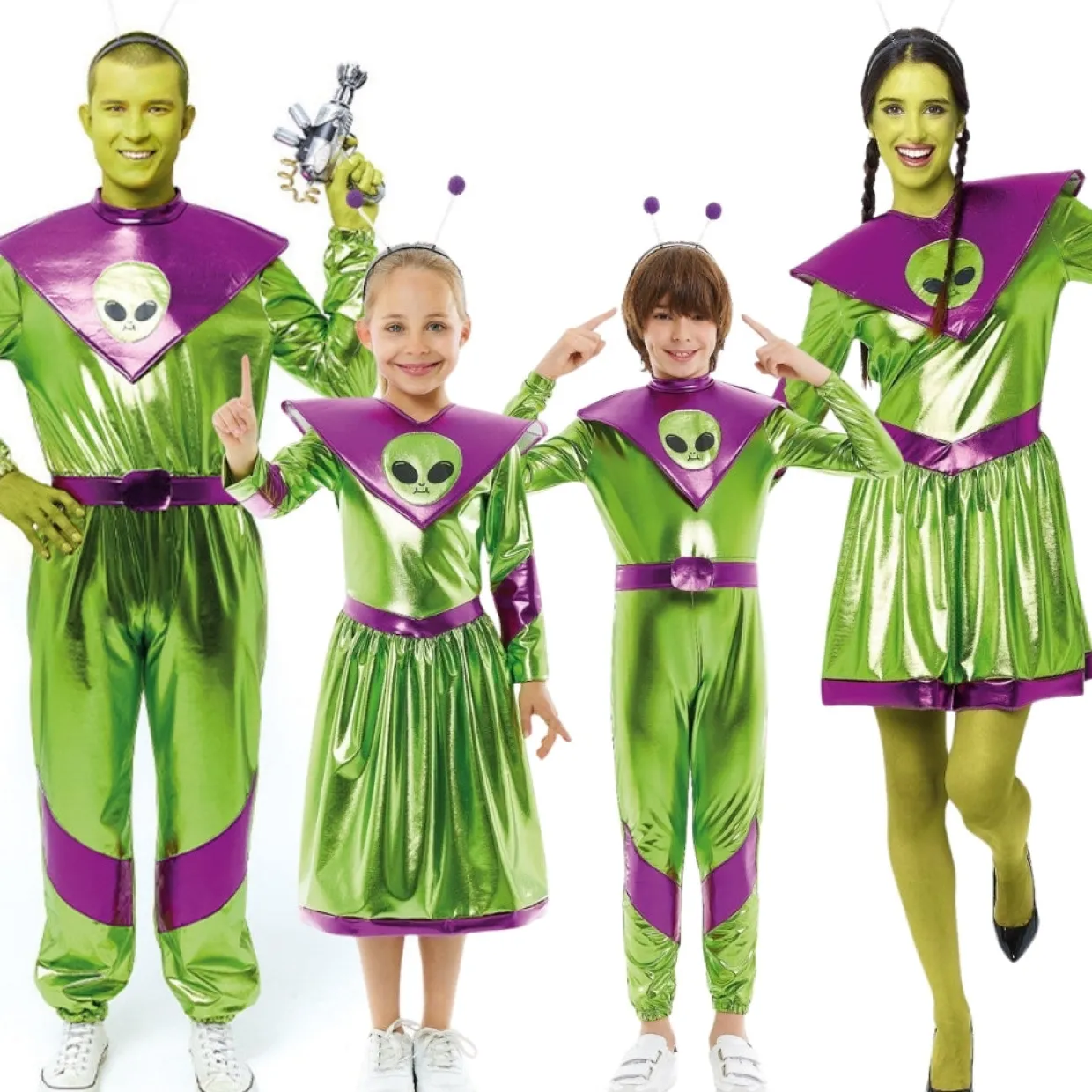 Disfraces en grupo de Aliens Galácticos Verdes