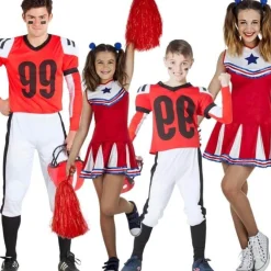 Disfraces en Grupo de Animadoras y Jugadores Rojos