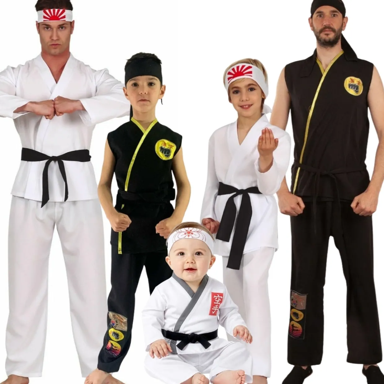 Disfraces en grupo de karate Kid y Cobra Kai