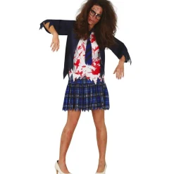 Disfraces en Grupo de Zombies Colegiales Azules