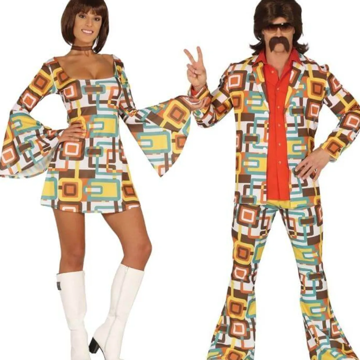 Disfraces en pareja de Años 70 Retro