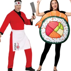 Disfraces en pareja de Cocinero y Sushi