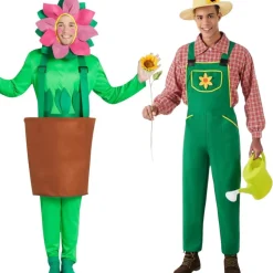 Disfraces en pareja de Jardinero y Maceta con Flor