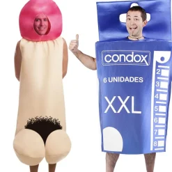 Disfraces en pareja de Pene y Caja de Preservativos