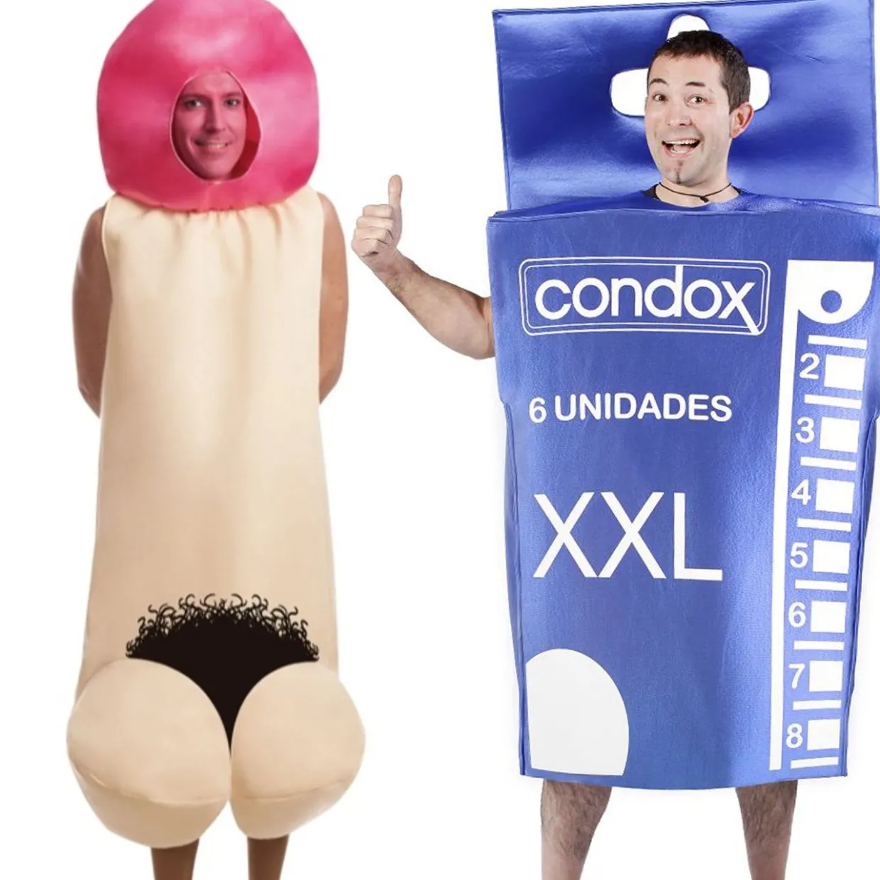 Disfraces en pareja de Pene y Caja de Preservativos