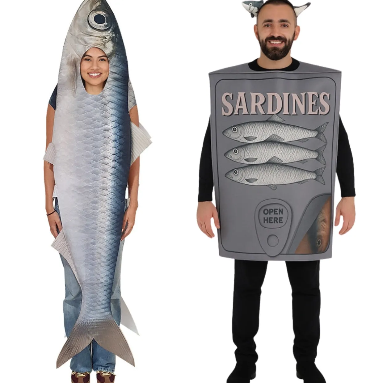 Disfraces en pareja de Sardina y Lata de Sardinas
