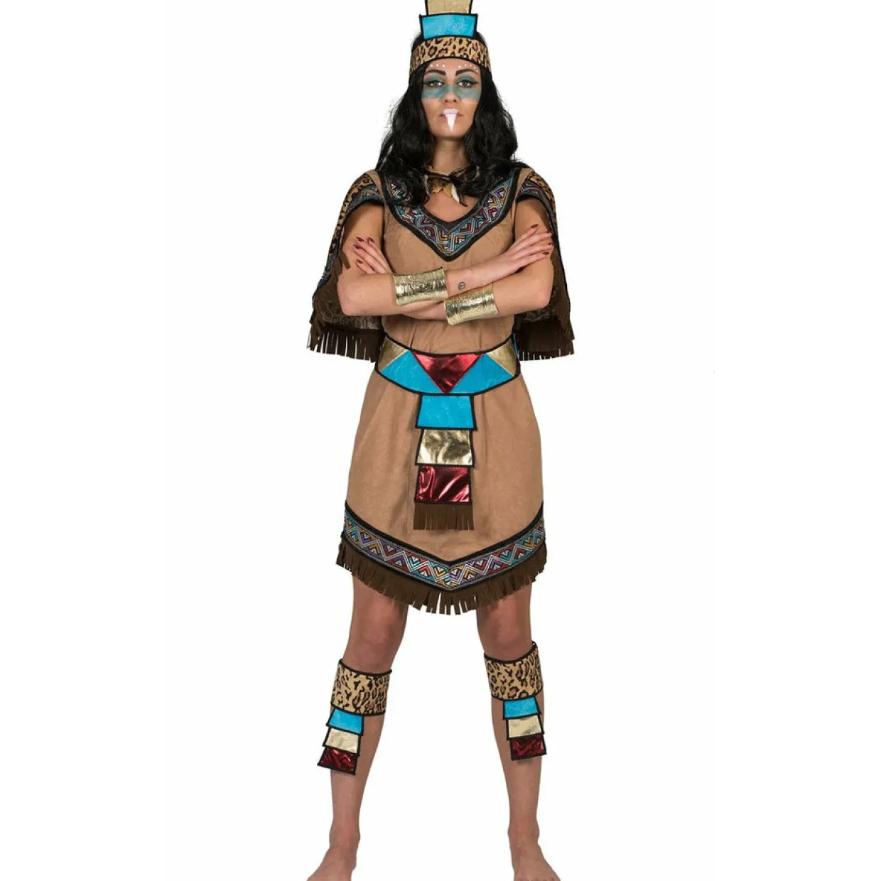Disfraz de Azteca Flecos para mujer