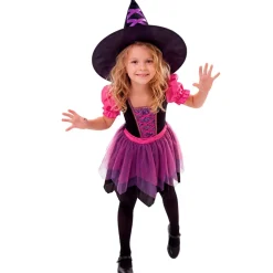 Disfraz de Bruja Fucsia para niña
