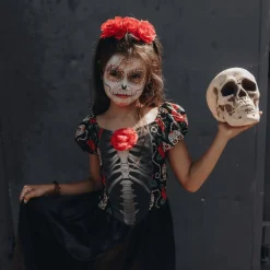 Disfraz de Catrina Mexicana Rosas para niña