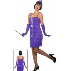 Disfraz de Charleston Flapper Violeta para mujer