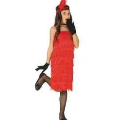 Disfraz de Charleston Flecos Rojo para niña