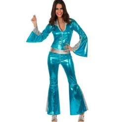 Disfraz de Chica Disco Azul adulta