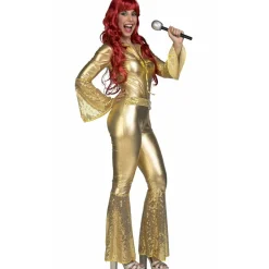 Disfraz de Chica Disco Dorado para mujer