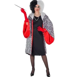 Disfraz de Cruella Abrigo Deluxe para mujer