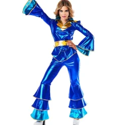 Disfraz de Disco Azul Años 70 para mujer