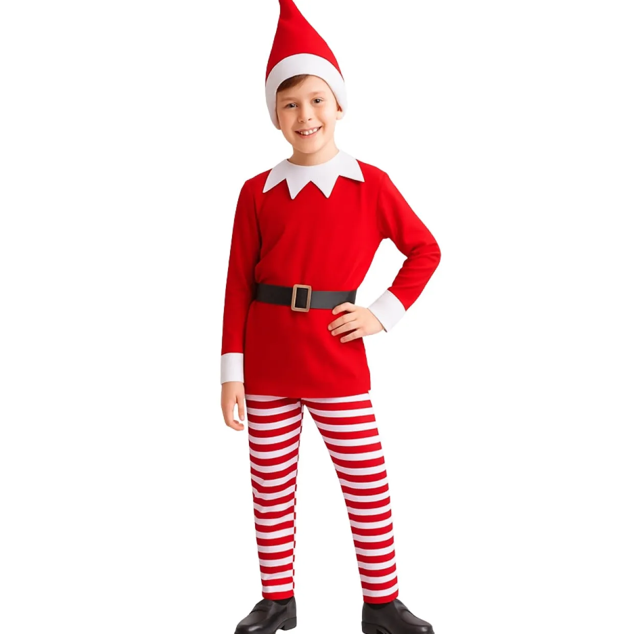 Disfraz de Elfo de la Navidad Rayas para niño