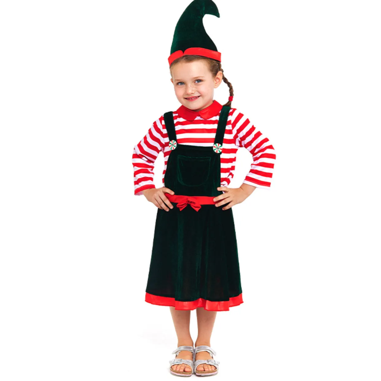 Disfraz de Elfo Rayas para niña