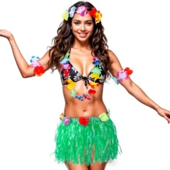 Disfraz de Hawaiana Verde para mujer