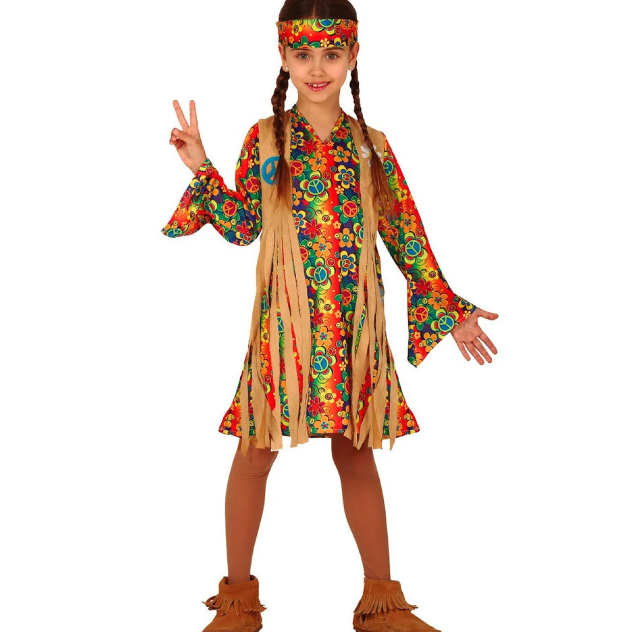 Disfraz de Hippie Flores para niña