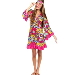 Disfraz de Hippie Fucsia para mujer