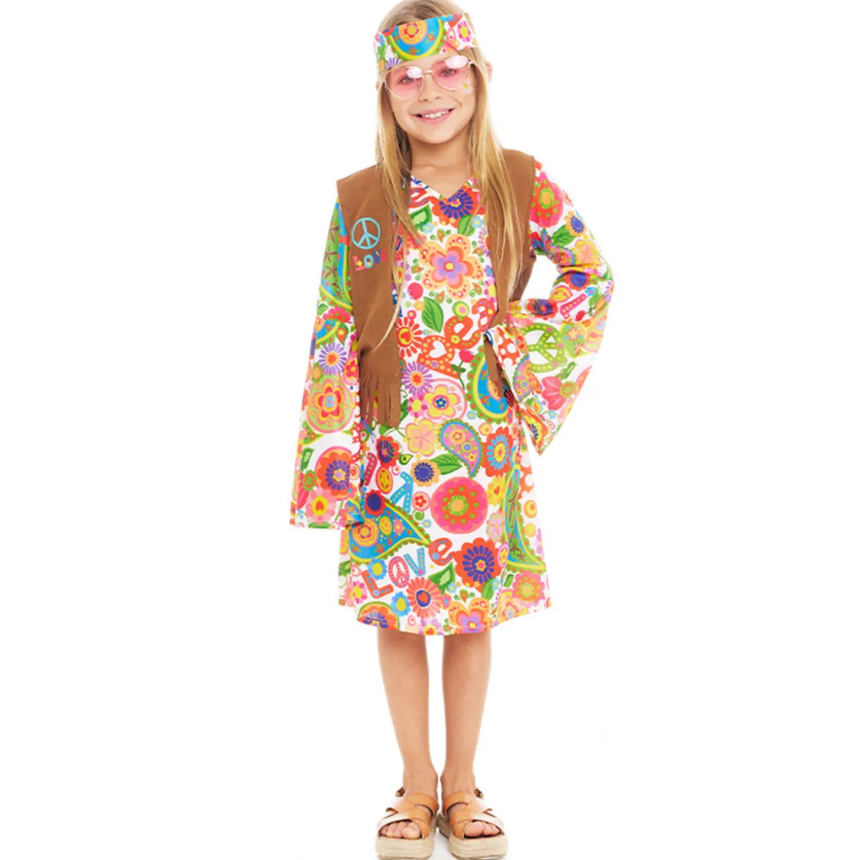 Disfraz de Hippie Peace para niña