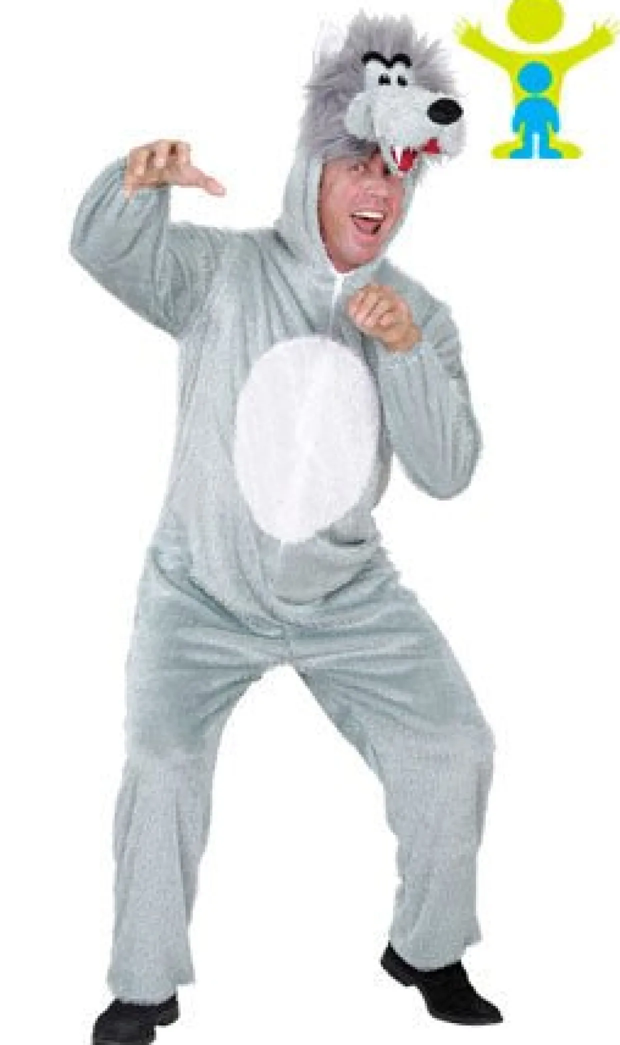 Disfraz de Lobo de Pelo Gris adulto