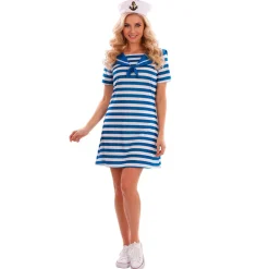 Disfraz de Marinera Azul Rayas para mujer