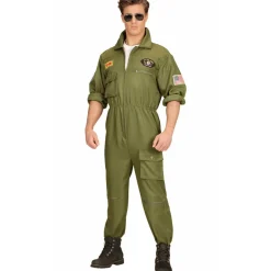 Disfraz de Piloto Combate Verde para hombre