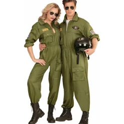 Disfraz de Piloto Combate Verde para mujer