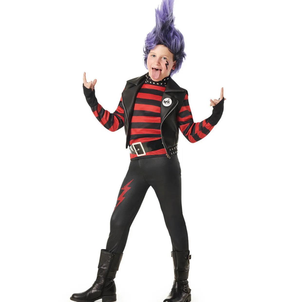 Disfraz de Rockero Punky Rayas infantil