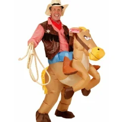 Disfraz de Vaquero con Caballo Hinchable adulto