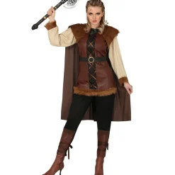 Disfraz de Vikinga Marrón para mujer