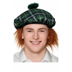 Gorra Escocés Verde con Pelo