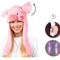 Gorro de Cerdo con Orejas Móviles y Luz