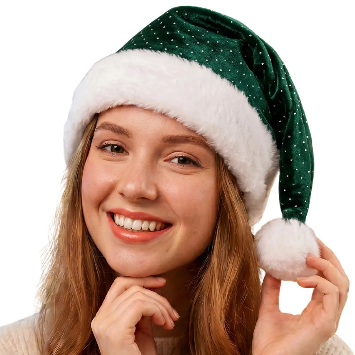 Gorro de Navidad Verde Brillos