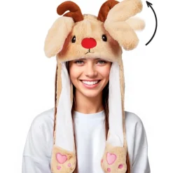 Gorro de Reno con Orejas Móviles y Luz
