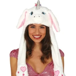 Gorro de Unicornio Blanco con Orejas Móviles
