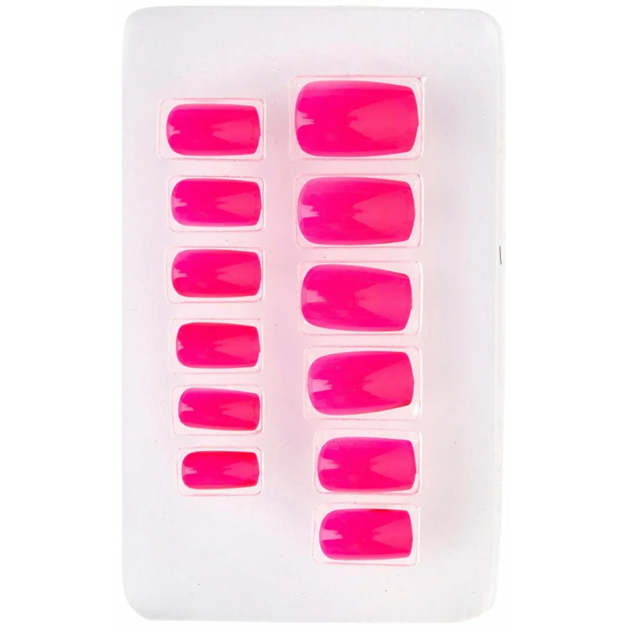 Kit 12 Uñas Fucsia Fluorescente