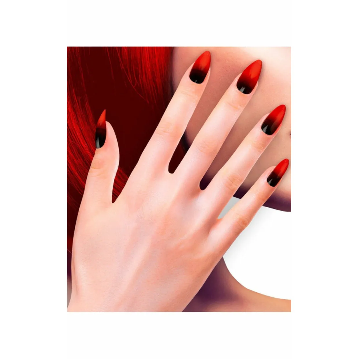 Kit 12 Uñas Rojo Sombreado