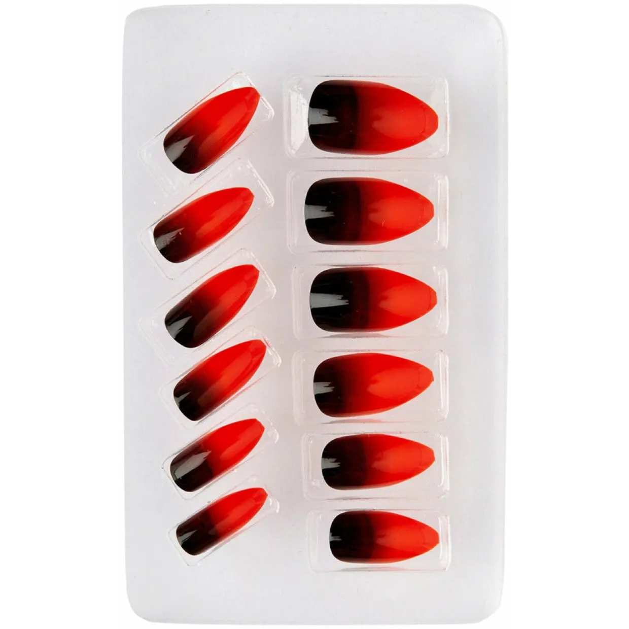 Kit 12 Uñas Rojo Sombreado